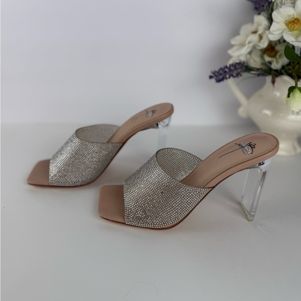 Elegant Silver Heeled Mules